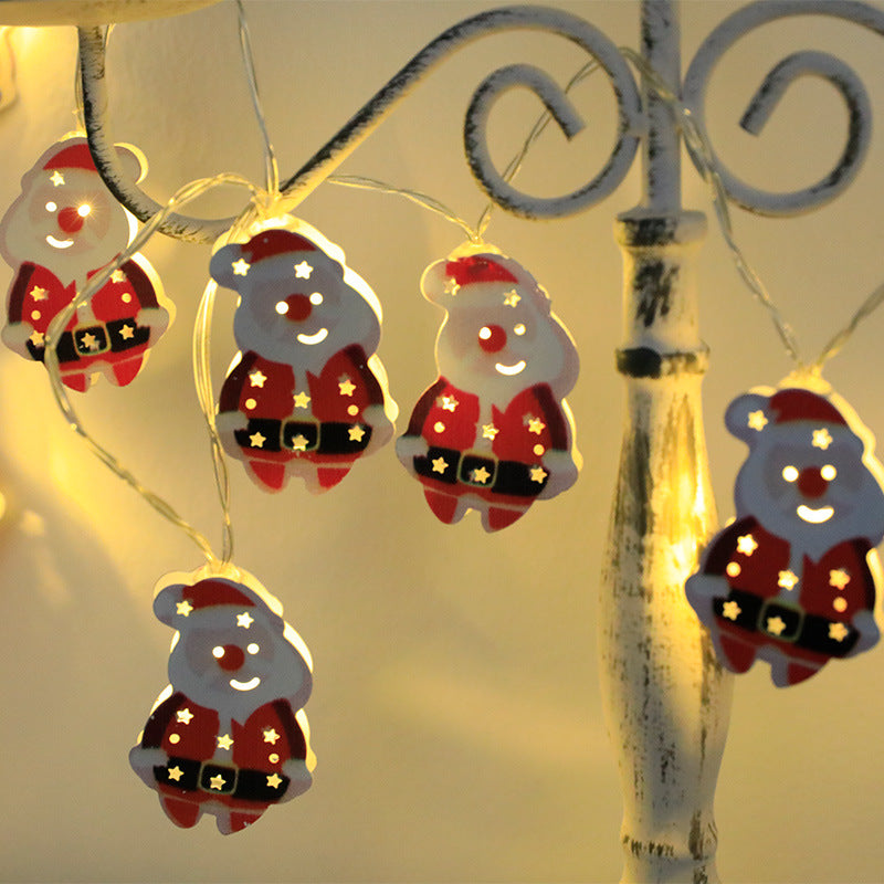 Christmas LED String Lights with Santa Elk and Snowman Shapes