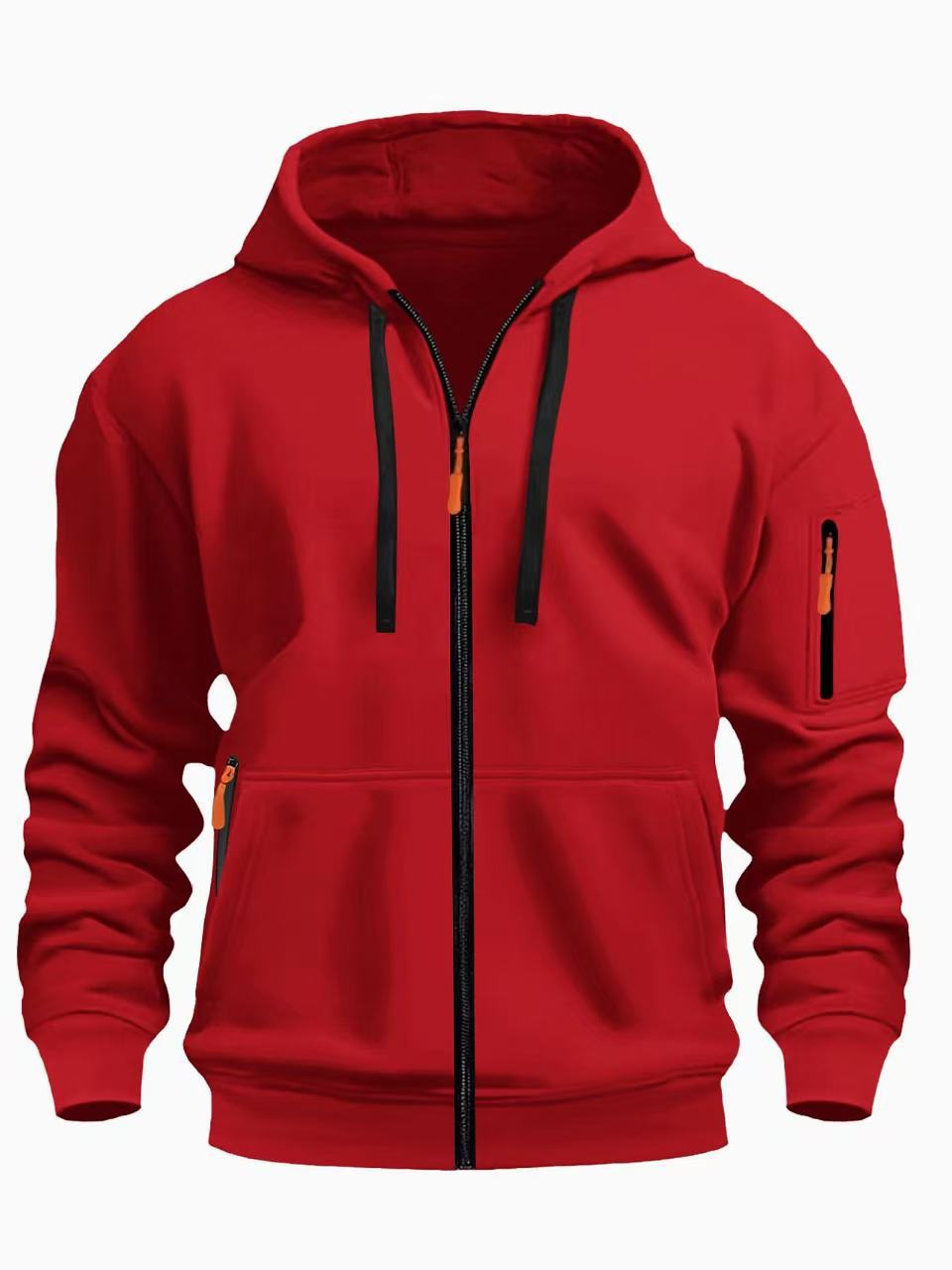 Men's Zipper Hooded Sweatshirt Cardigan Coat for Sports and Casual Wear