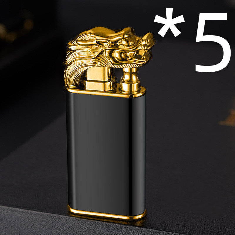 Windproof Metal Gas Lighter With Blue Flame And Double Fire