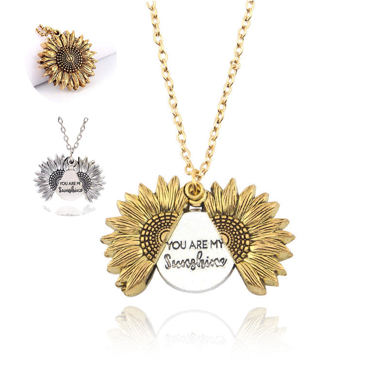You Are My Sunshine Sunflower Necklace for Women and Men with Gift Box
