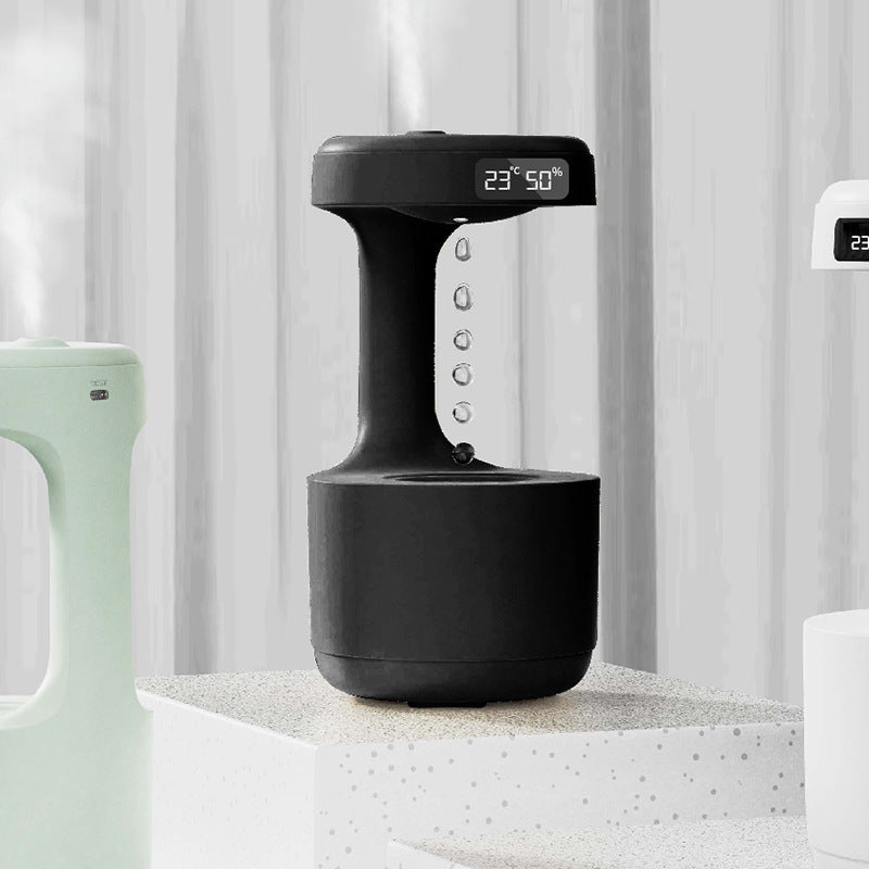 Anti-Gravity Humidifier with Clock and Water Drop Backflow