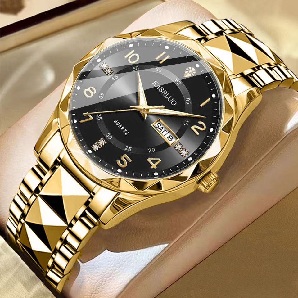 Men's Dual Calendar Luminous Quartz Watch, Waterproof