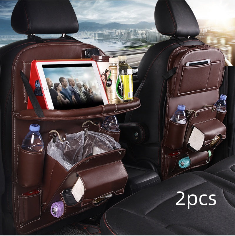 PU Leather Car Seat Back Storage Bag With Multiple Pockets
