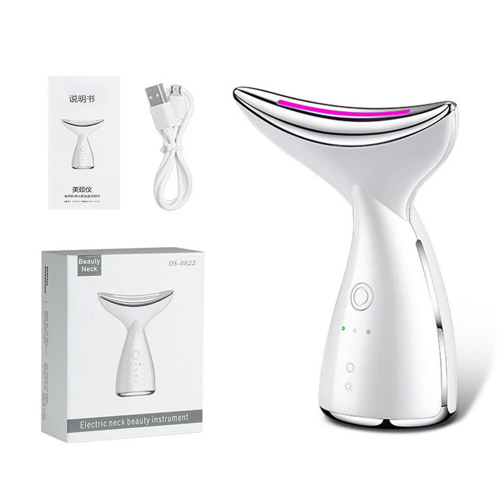 EMS Neck and Face Beauty Device with Three LED Light Colours