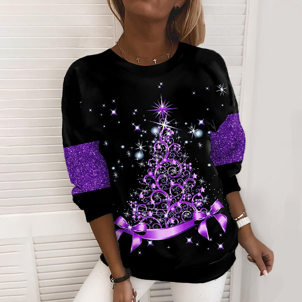 Women's 3D Print Christmas Sweater Pullover Casual Jacket