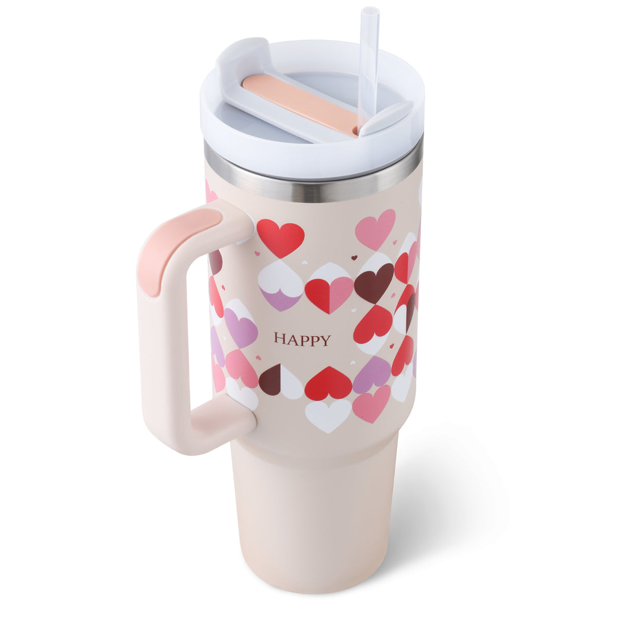 40oz Insulated Tumbler With Handle And Straw, Leakproof Lid