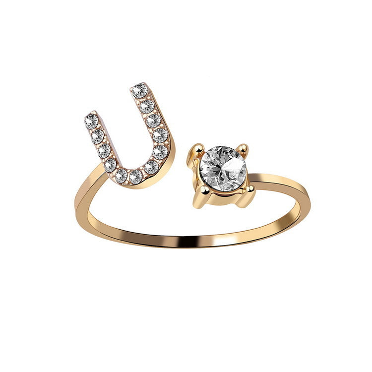 Adjustable Initial Letter Ring In Gold, Silver Or Rose Gold