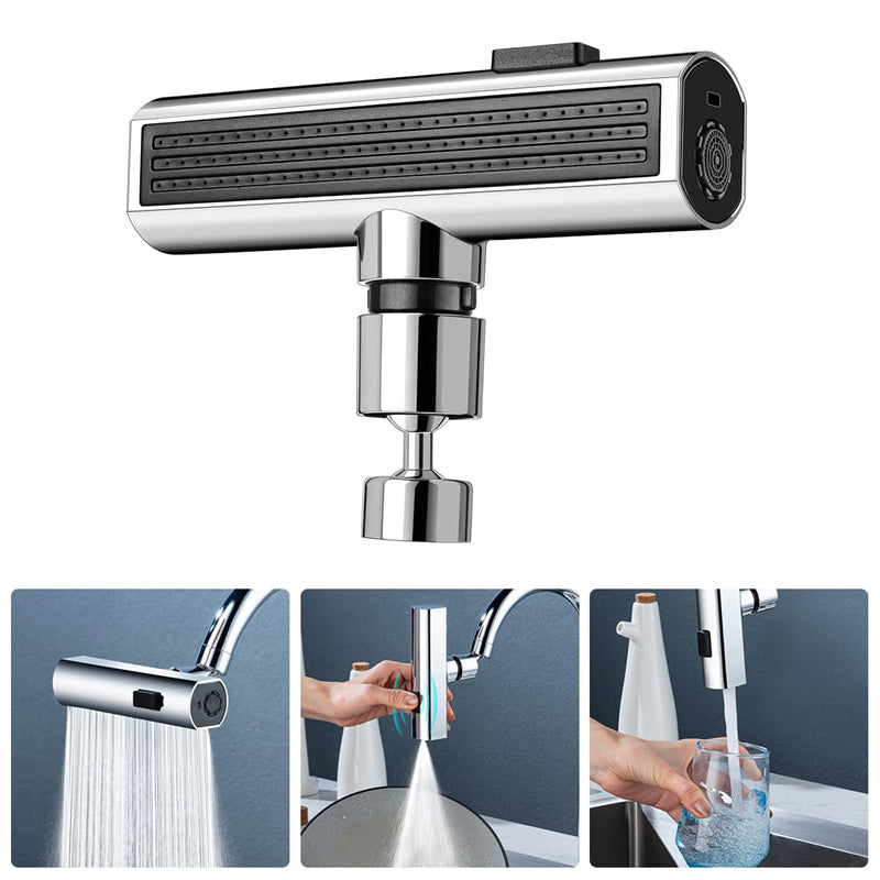 Rotating Kitchen Faucet Extender With Splash-Proof Waterfall Outlet