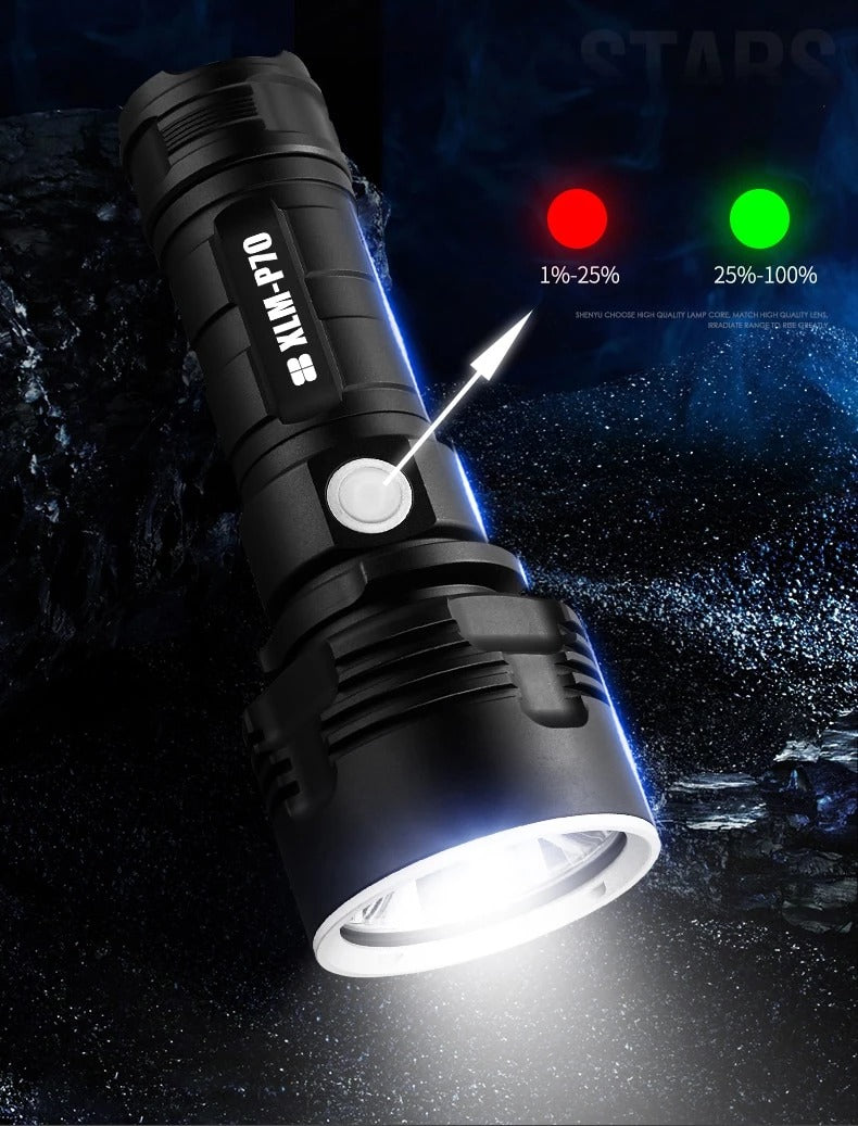 Rechargeable LED Flashlight, Super Bright Zoom Torch with Aluminium Body