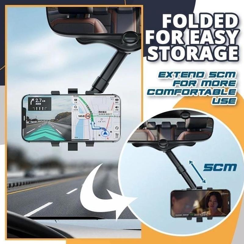 Rearview Mirror Phone Holder With 360 Rotation For Cars