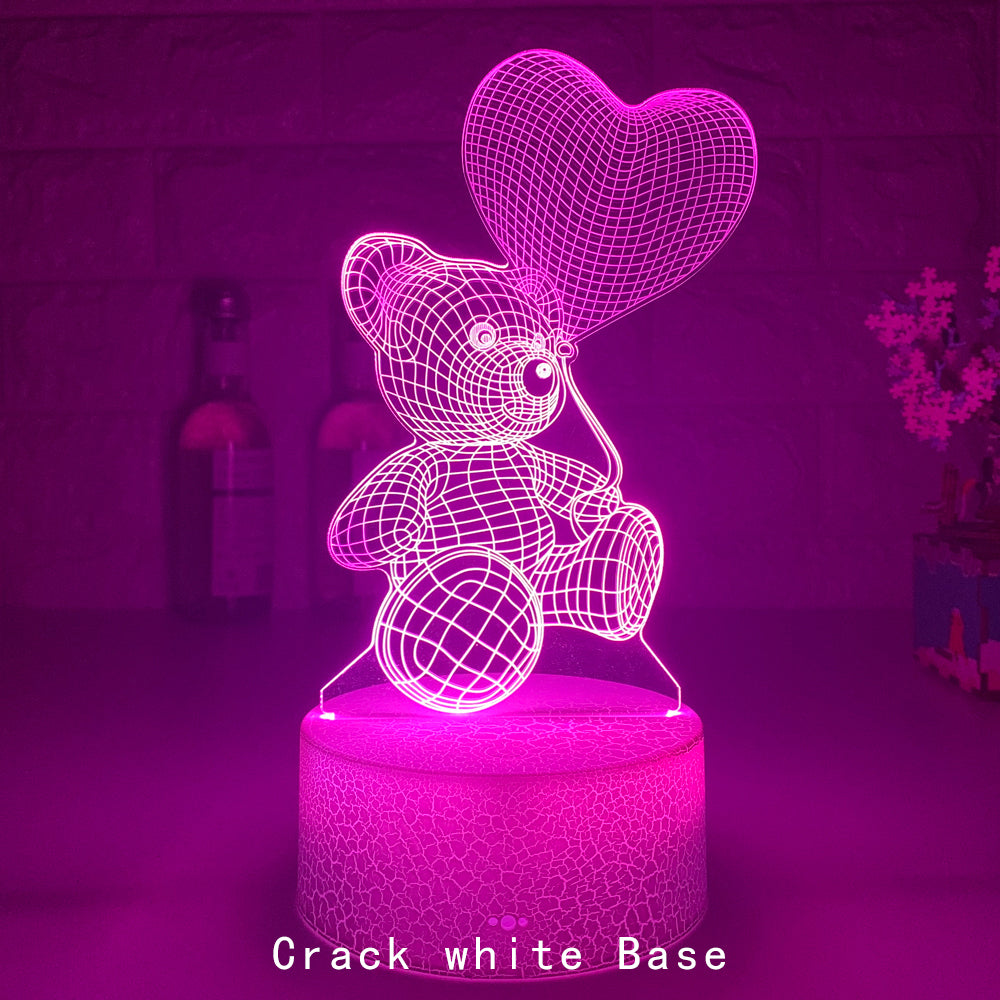 3D Acrylic USB LED Night Light with Touch or Remote Colours