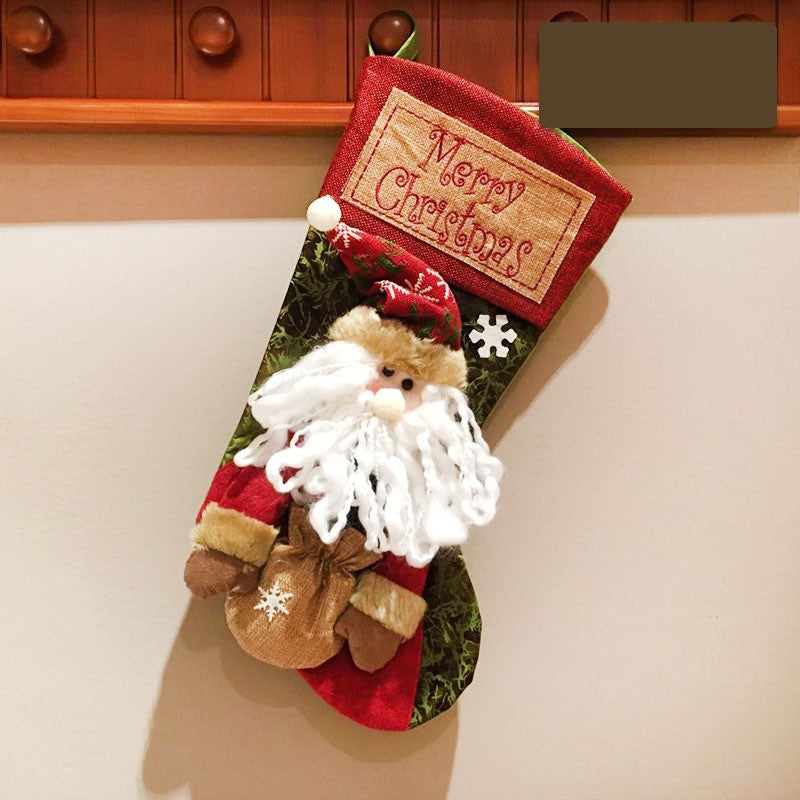Christmas Stocking Snowman Santa Elk Fireplace Ornament