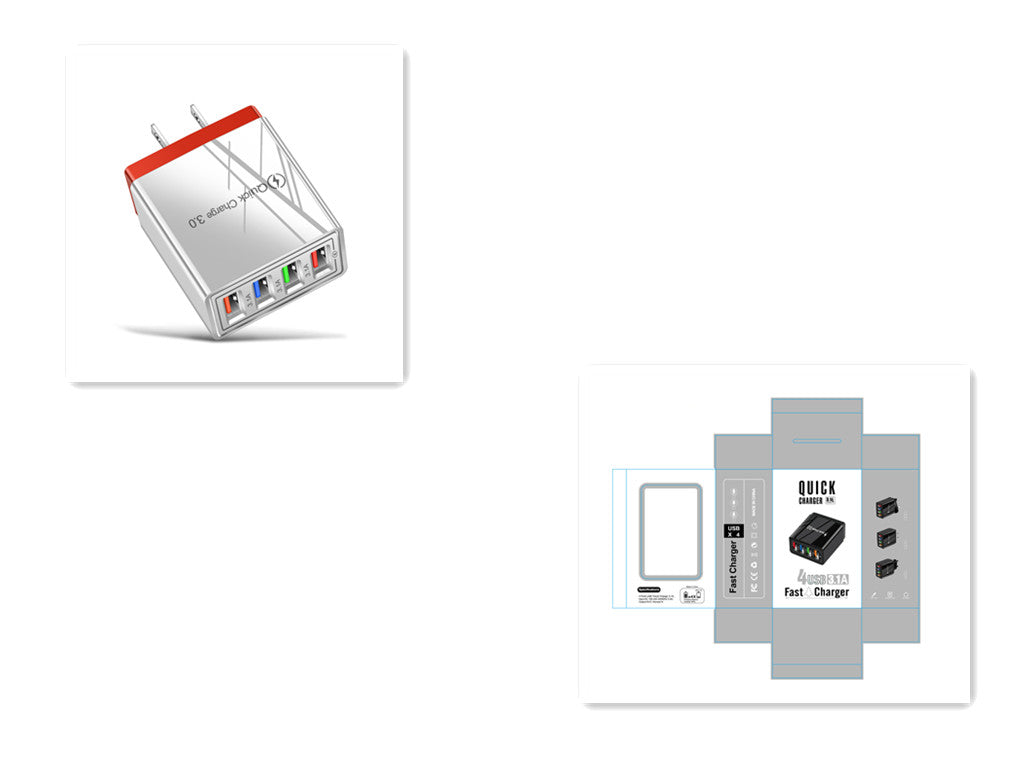 Quick Charge 3.0 USB Wall Charger with 4 Ports for Phones and Tablets