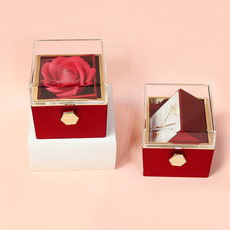 Rotating Soap Rose Gift Box, Romantic Jewellery Packaging