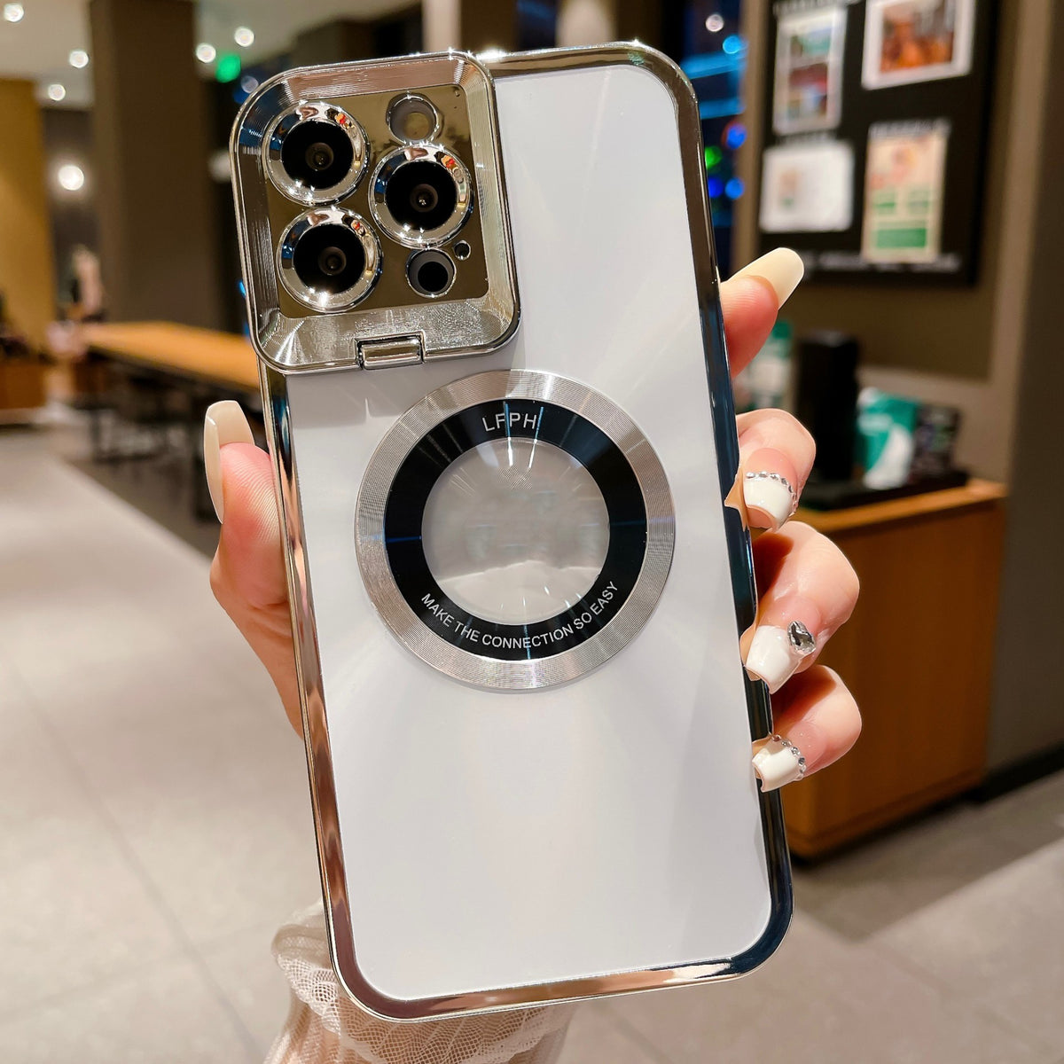 Electroplated Magnetic Phone Case With Hidden Camera Stand
