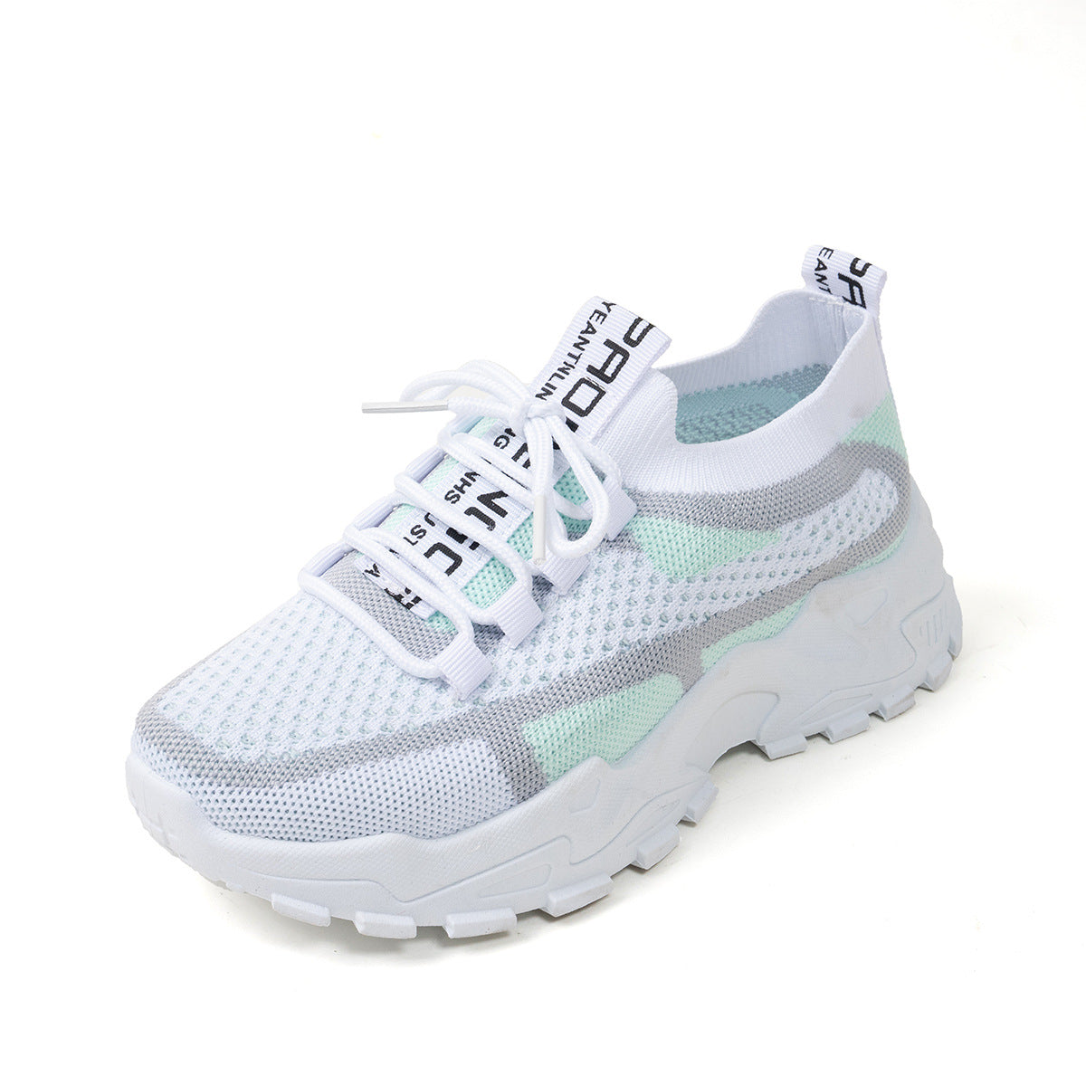 Women's Flyknit Mesh Lace-Up Sneakers, Breathable Walking and Running Shoes