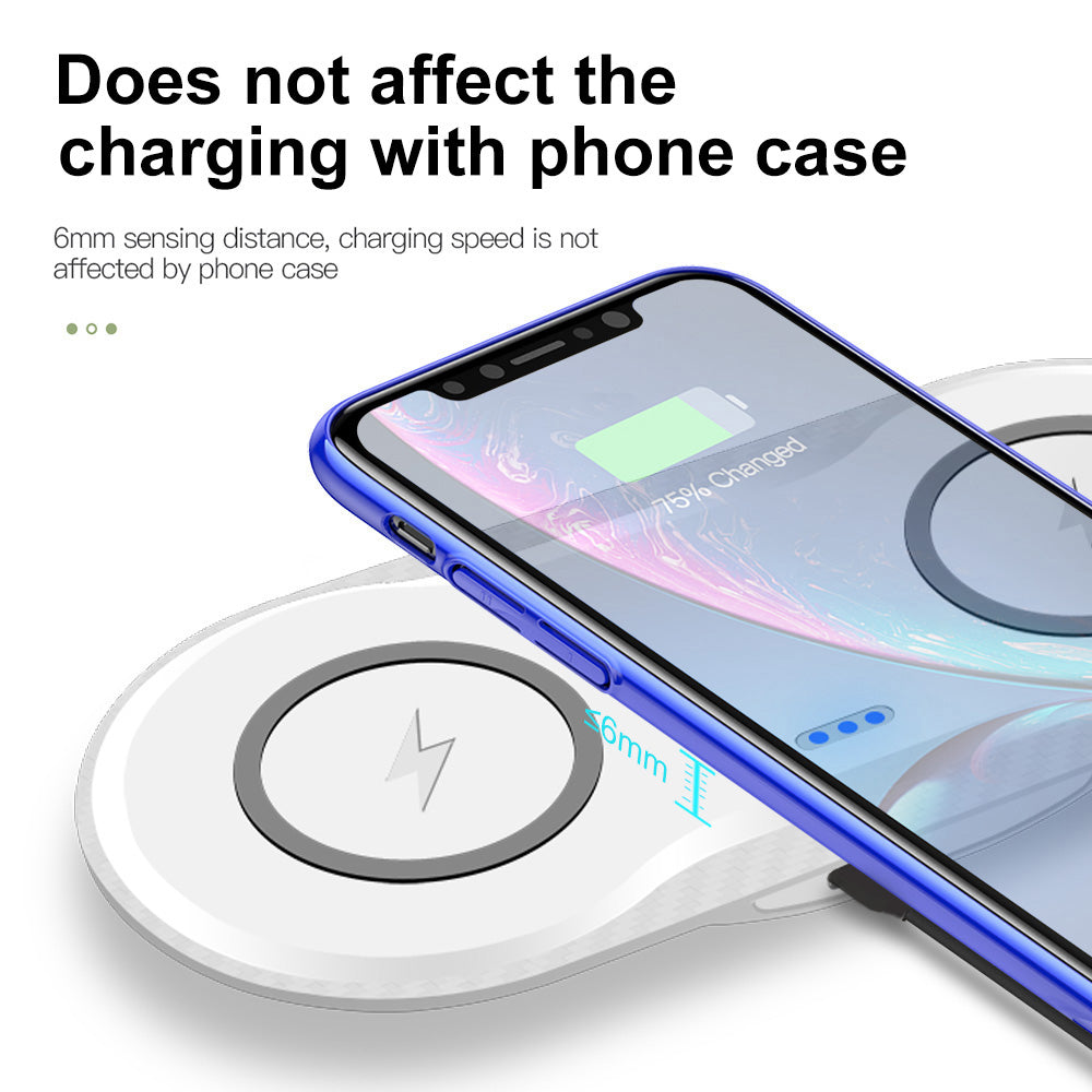Dual Wireless Charger Pad for Two Phones, 5W or 10W Charging Station