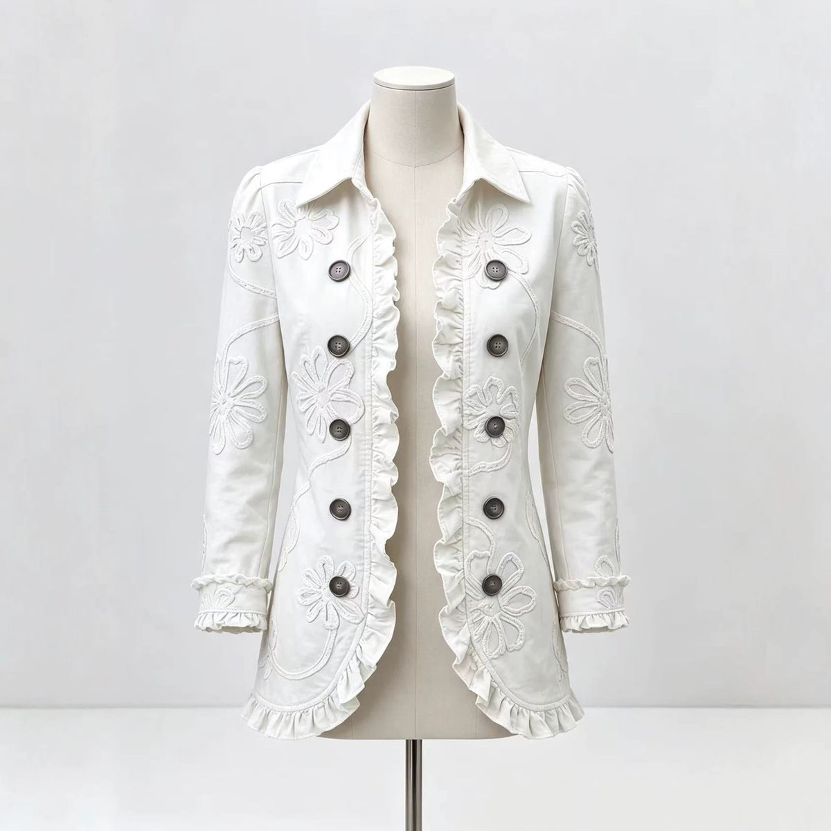 Women's Pleated Lapel Blazer Jacket, Solid Colour Ruffled