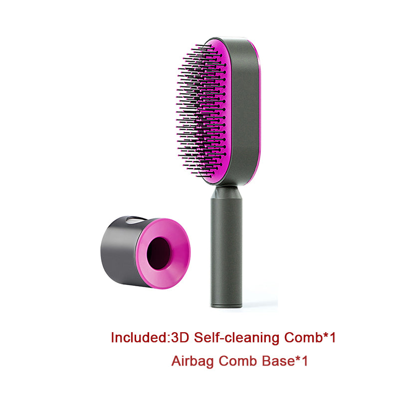 Self-Cleaning Airbag Hair Brush With Scalp Massage, Anti-Static