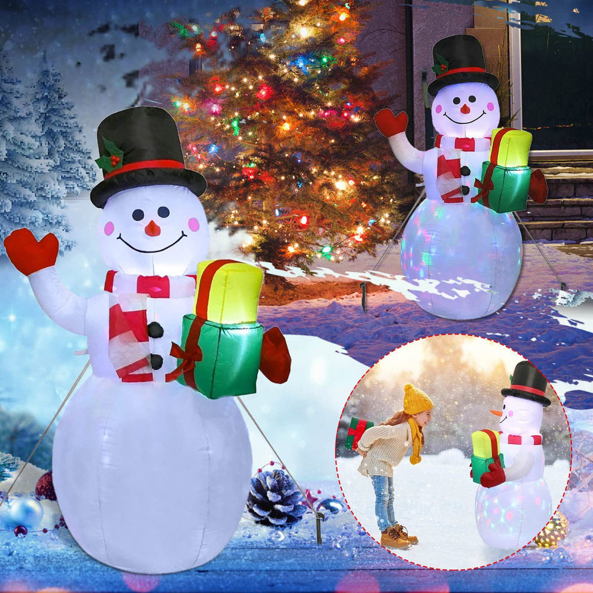 Outdoor Christmas LED Inflatable Santa Snowman Garden Decoration