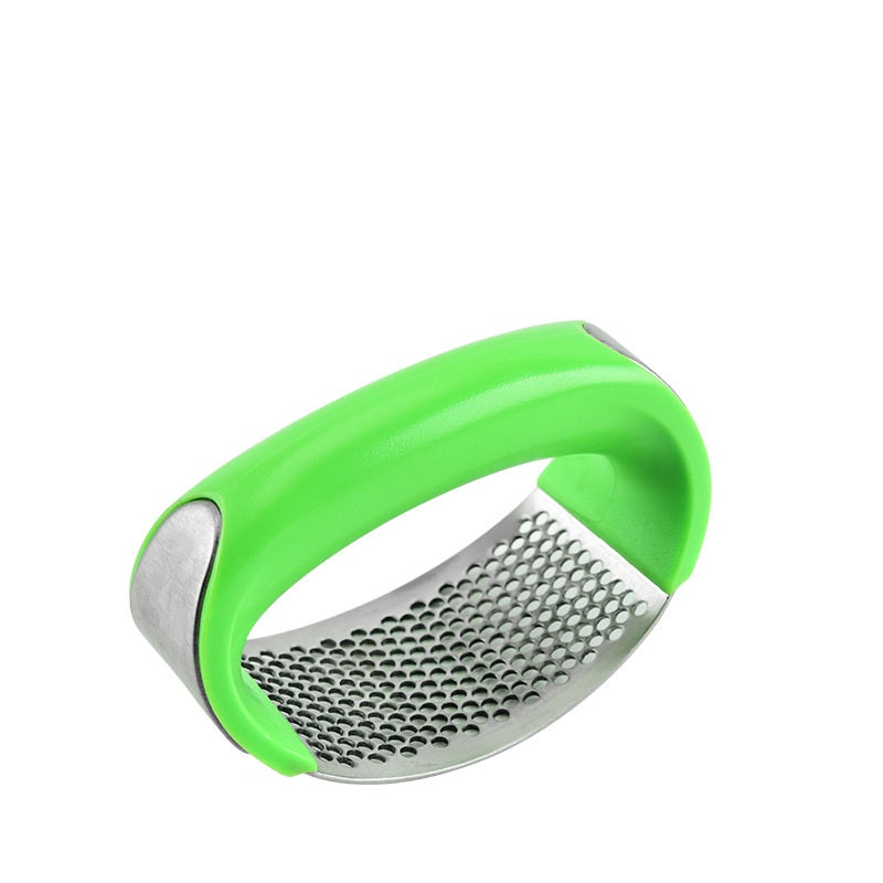 Stainless Steel Garlic Press, Manual Curved Masher for Garlic and Fruit