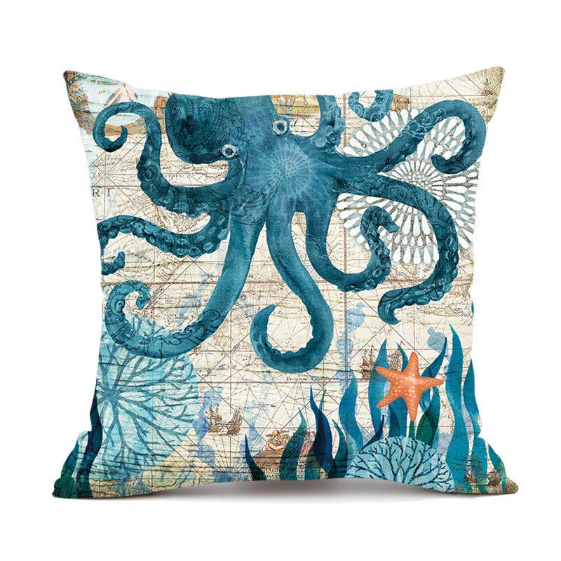 Sea Turtle Print Cushion Cover, Soft Throw Pillow Case