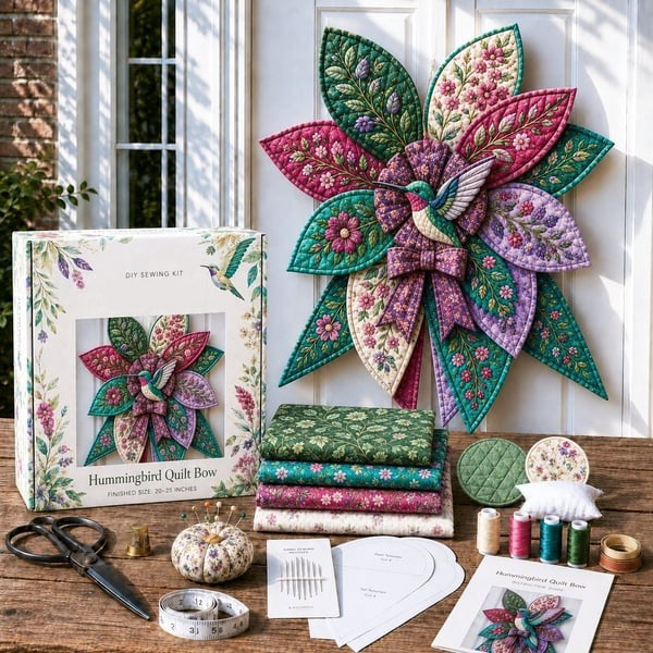 DIY Oversized Quilted Bow Sewing Kit, Fabric Craft Set