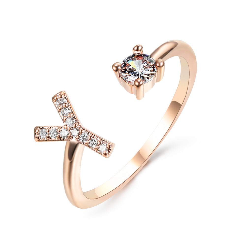 Adjustable Initial Letter Ring In Gold, Silver Or Rose Gold