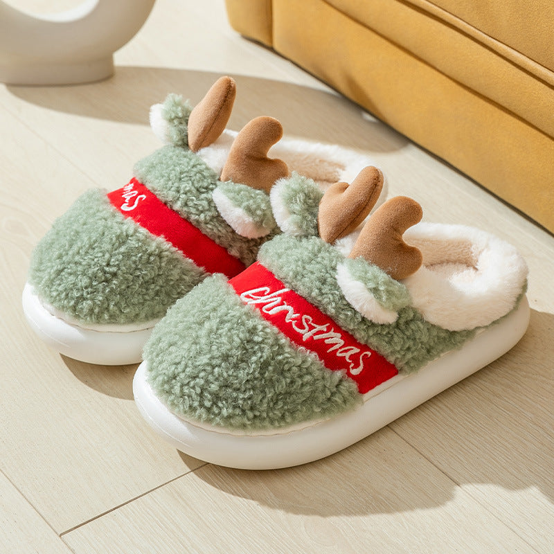 Christmas Elk Slippers Cosy Slip-On House Shoes for Winter