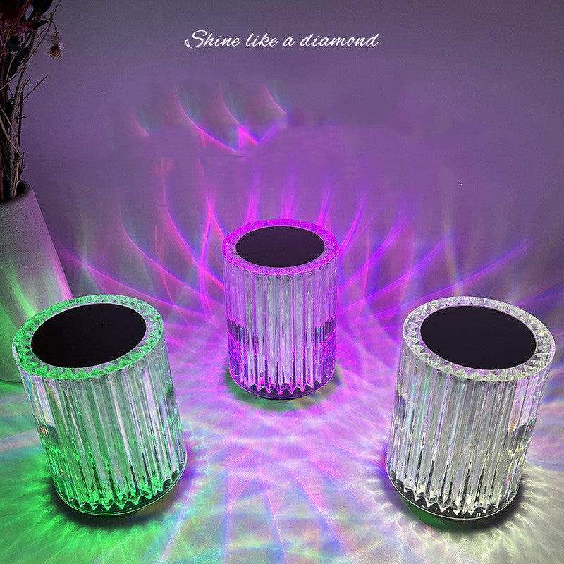 Crystal Table Lamp with RGB LED Lights and Remote Control