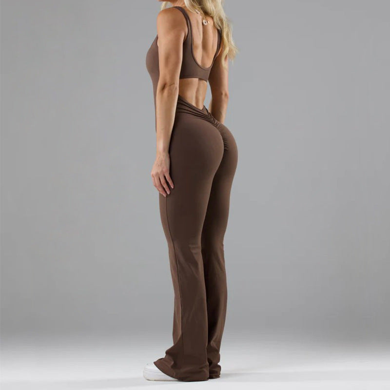Women's Tight Yoga Bodysuit with Hollow Seamless Design, XS to XL