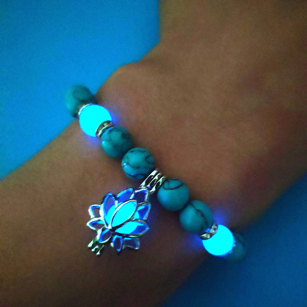 Luminous Lotus Natural Stone Bracelet That Glows in the Dark