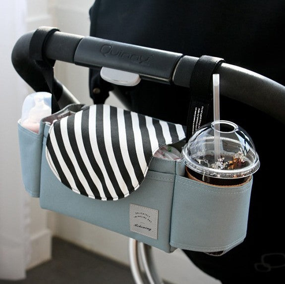 Baby Stroller Organiser Bag, Grey Bear Multi-Pocket Nappy Storage