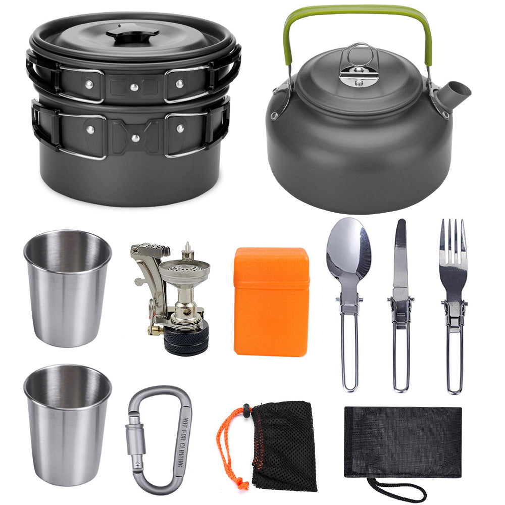 Aluminium Camping Cookware Set, Anodised Pots and Pans for Outdoors