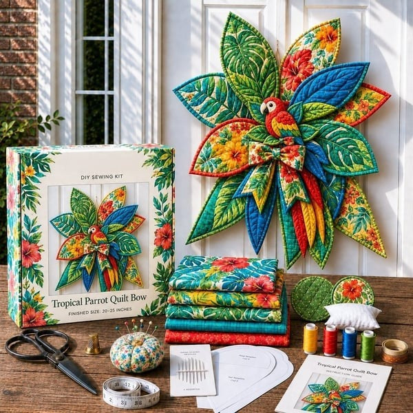 DIY Oversized Quilted Bow Sewing Kit, Fabric Craft Set