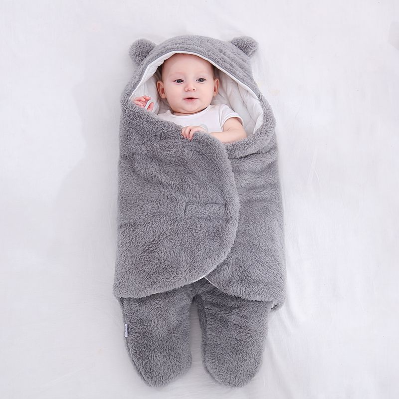 Fleece-Lined Baby Sleeping Bag, Winter Newborn Swaddle