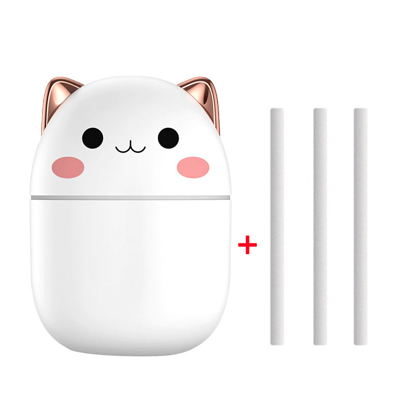Cute Cat Ultra-Silent USB Air Humidifier for Bedroom, Office and Car