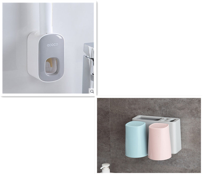 Wall Mounted Automatic Toothpaste Dispenser And Toothbrush Holder
