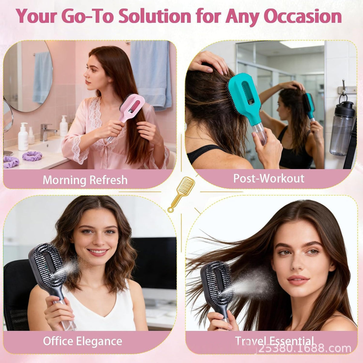 2-in-1 Detangling Hairbrush with Mist Spray Bottle