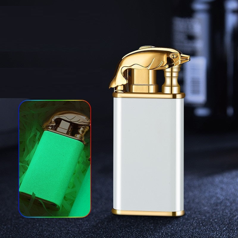 Windproof Metal Gas Lighter With Blue Flame And Double Fire
