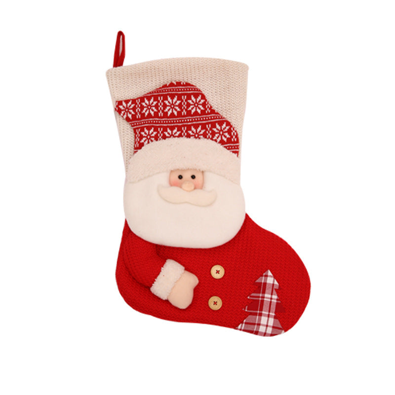Large Red and White Knitted Christmas Stocking for Fireplaces