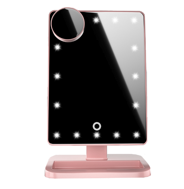 Touch Screen Makeup Mirror with 20 LED Lights and Bluetooth Speaker