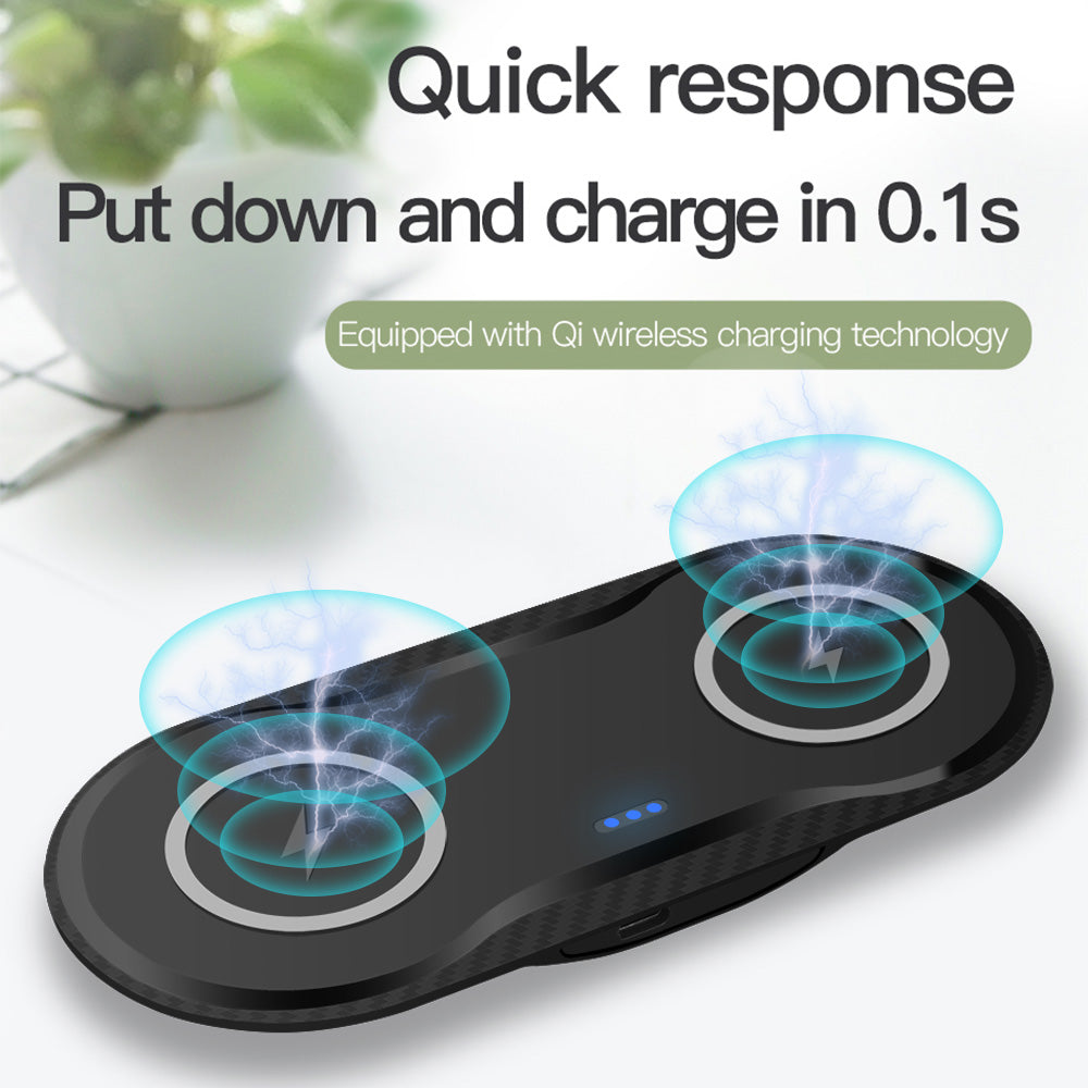 Dual Wireless Charger Pad for Two Phones, 5W or 10W Charging Station