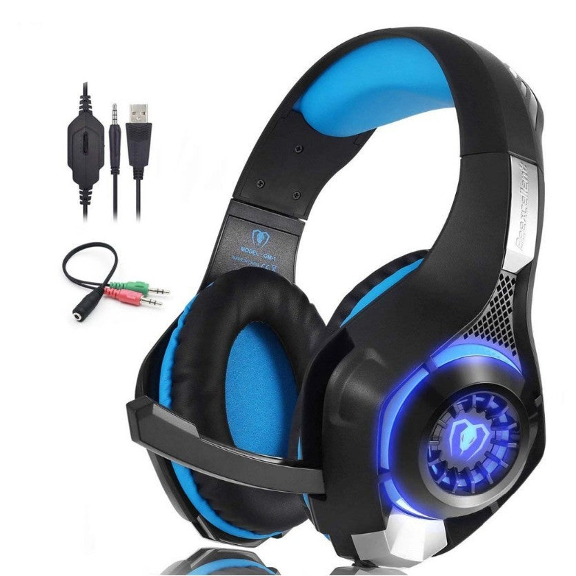 Gaming Headset with Mic, Deep Bass Stereo and LED Lights
