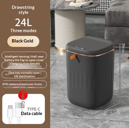 Smart Sensor Trash Can With Lid For Kitchen And Bedroom