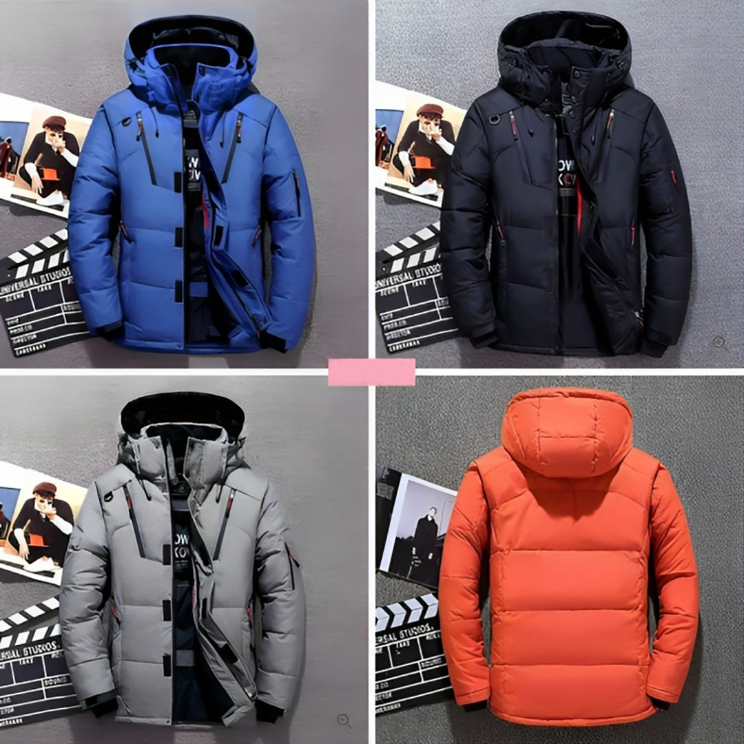 Men's Padded Winter Jacket with Adjustable Hood