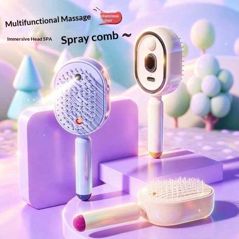 Electric Airbag Massage Comb With Mist Spray, Anti-Tangle