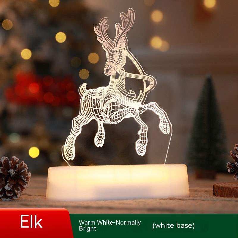 3D Acrylic LED Night Light Christmas Lamp with Warm Glow