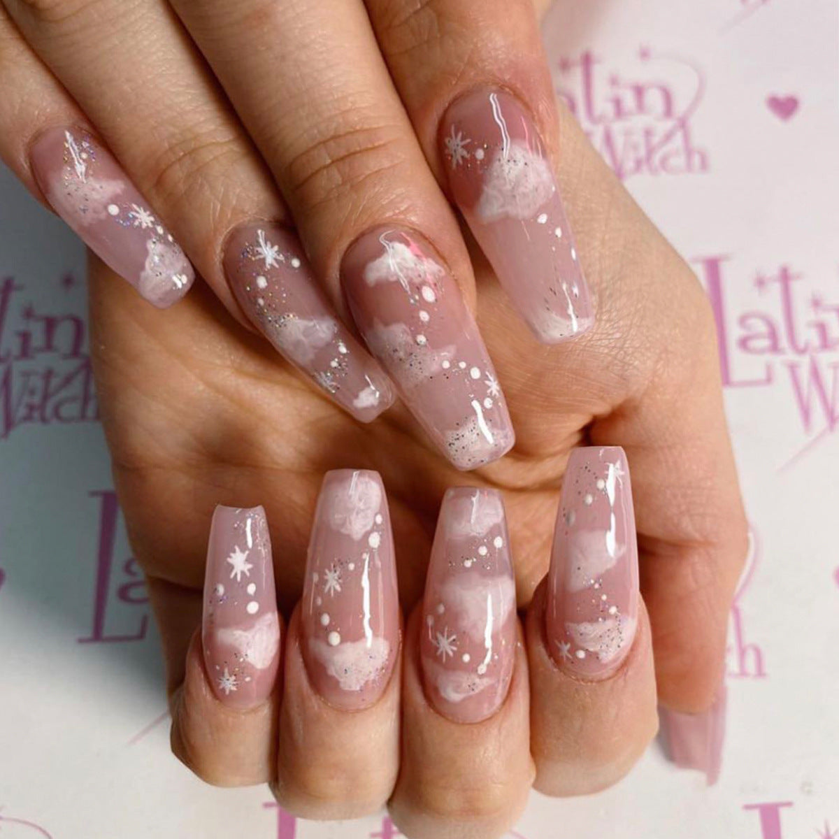 Press-On Soft False Nails, Finished Wearable Nails in Blue, Purple and Pink