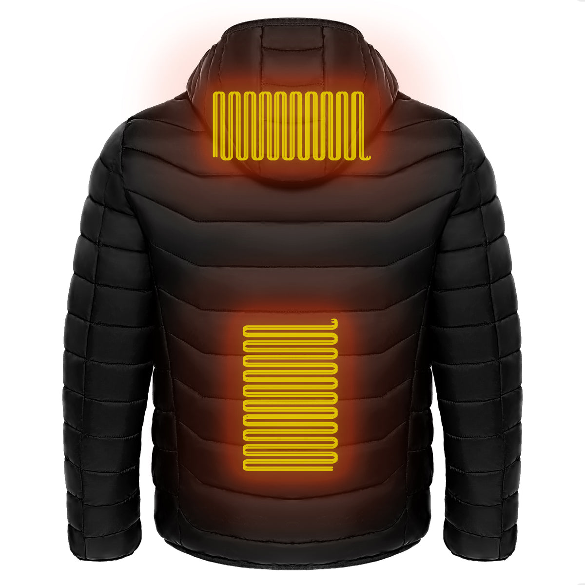 Men's Heated Puffer Jacket With 9 Heat Zones And Hood